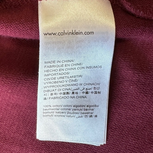 Calvin Klein Men's Burgundy Shawl Collar‎ Long Sleeve Sweatshirt Size Large - Picture 7 of 16